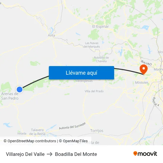 Villarejo Del Valle to Boadilla Del Monte map