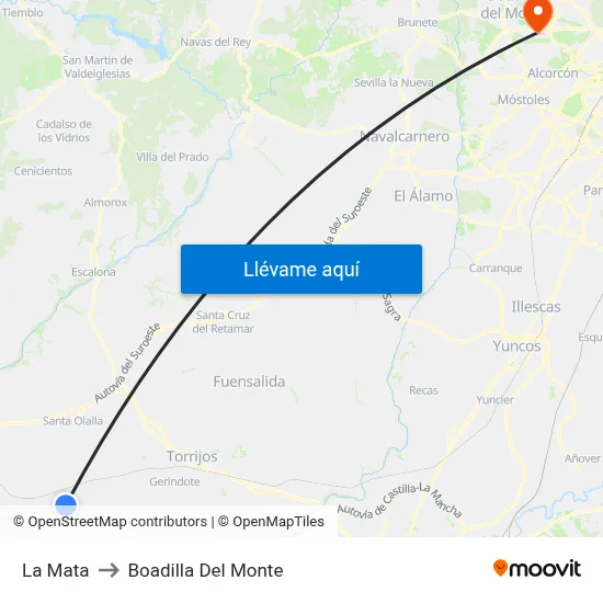 La Mata to Boadilla Del Monte map