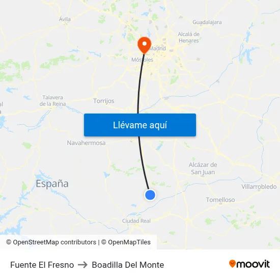 Fuente El Fresno to Boadilla Del Monte map