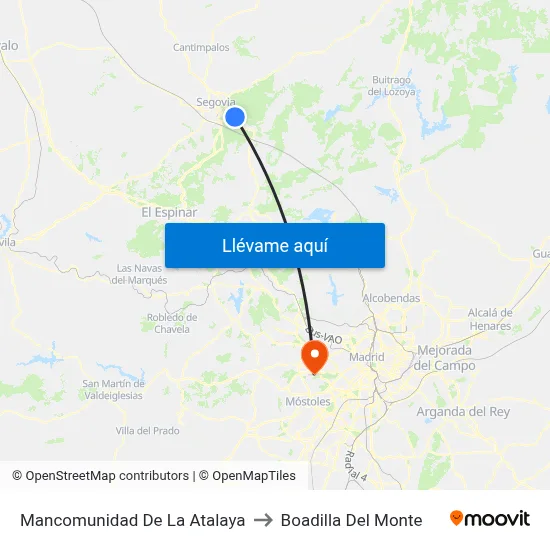Mancomunidad De La Atalaya to Boadilla Del Monte map