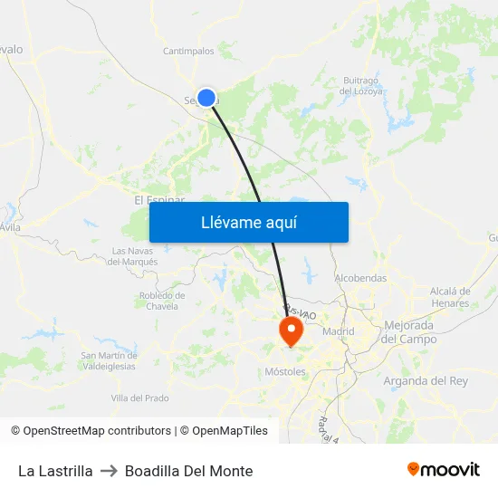 La Lastrilla to Boadilla Del Monte map