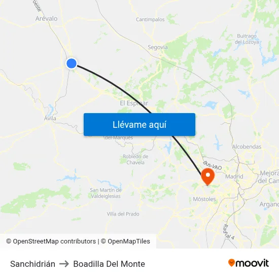 Sanchidrián to Boadilla Del Monte map