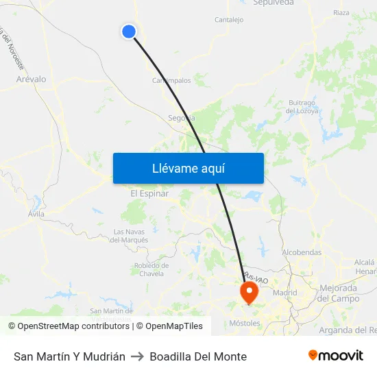 San Martín Y Mudrián to Boadilla Del Monte map
