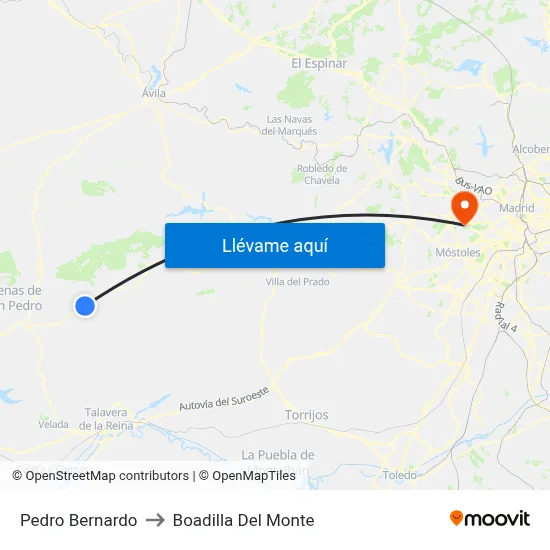 Pedro Bernardo to Boadilla Del Monte map