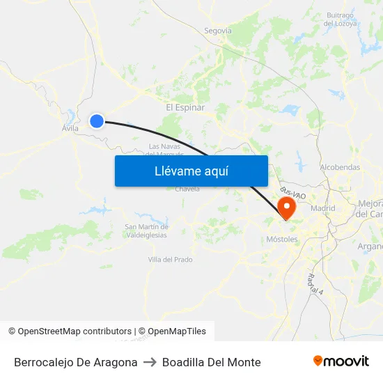 Berrocalejo De Aragona to Boadilla Del Monte map