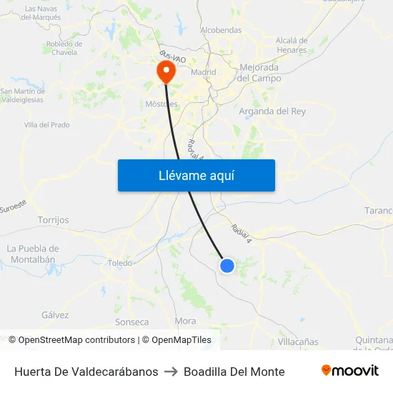Huerta De Valdecarábanos to Boadilla Del Monte map