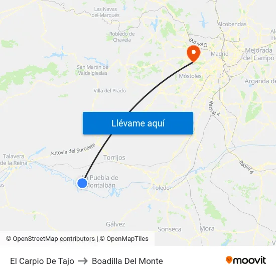 El Carpio De Tajo to Boadilla Del Monte map