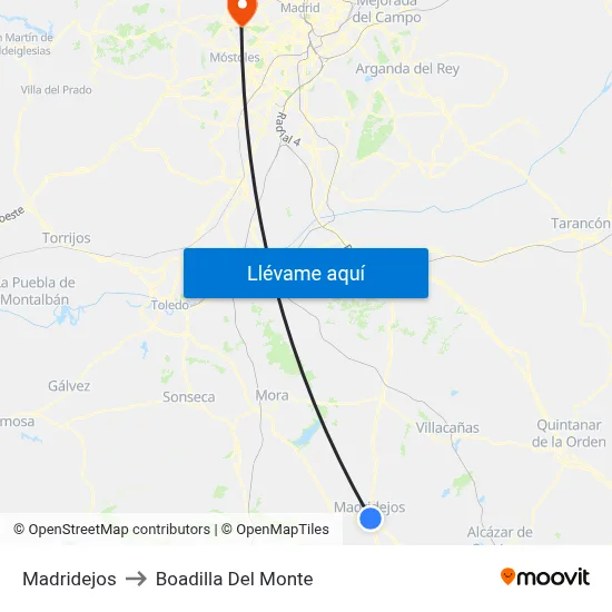 Madridejos to Boadilla Del Monte map