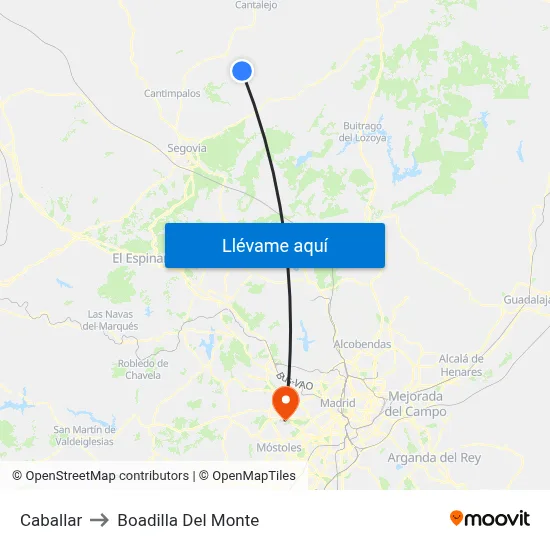 Caballar to Boadilla Del Monte map