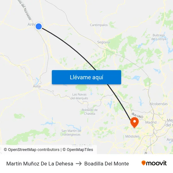 Martín Muñoz De La Dehesa to Boadilla Del Monte map