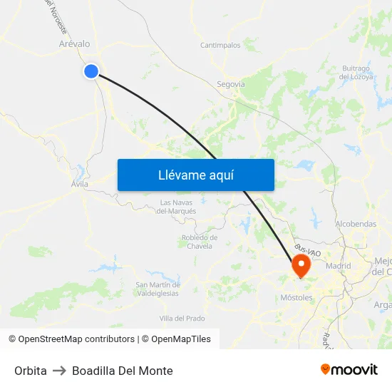Orbita to Boadilla Del Monte map