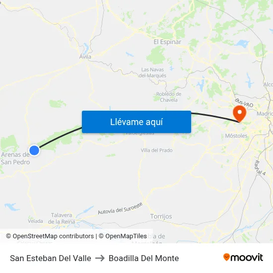 San Esteban Del Valle to Boadilla Del Monte map