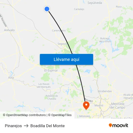Pinarejos to Boadilla Del Monte map