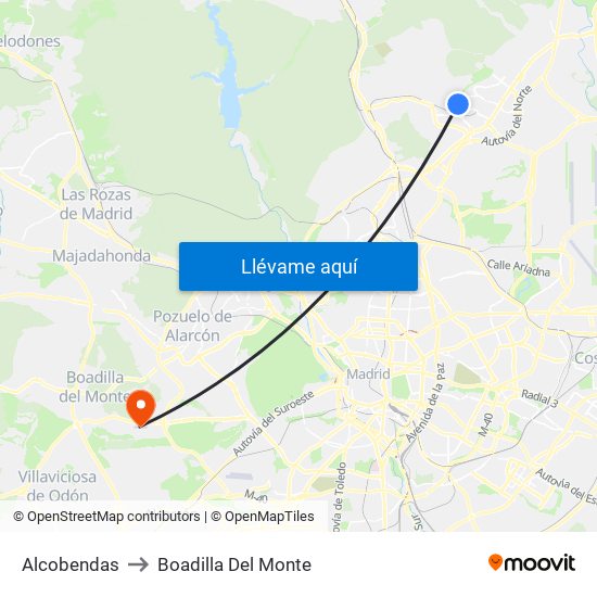 Alcobendas to Boadilla Del Monte map