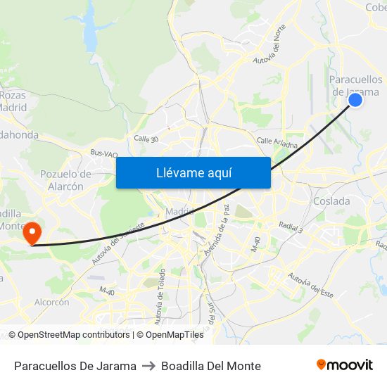 Paracuellos De Jarama to Boadilla Del Monte map