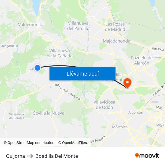 Quijorna to Boadilla Del Monte map