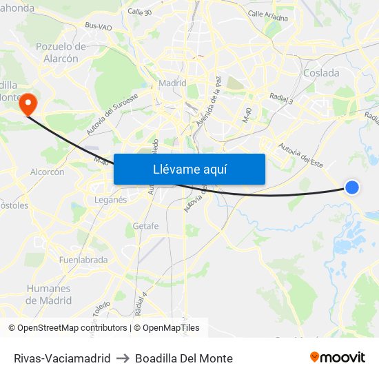Rivas-Vaciamadrid to Boadilla Del Monte map