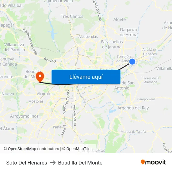 Soto Del Henares to Boadilla Del Monte map