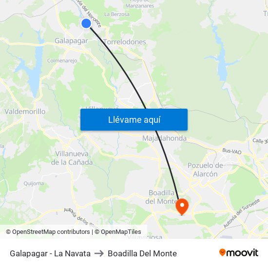 Galapagar - La Navata to Boadilla Del Monte map
