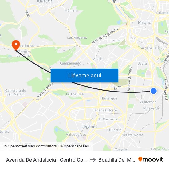 Avenida De Andalucía - Centro Comercial to Boadilla Del Monte map