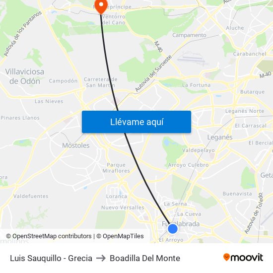 Luis Sauquillo - Grecia to Boadilla Del Monte map