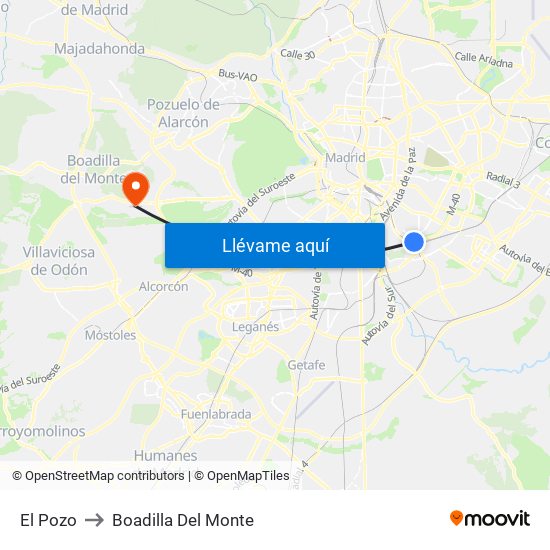 El Pozo to Boadilla Del Monte map