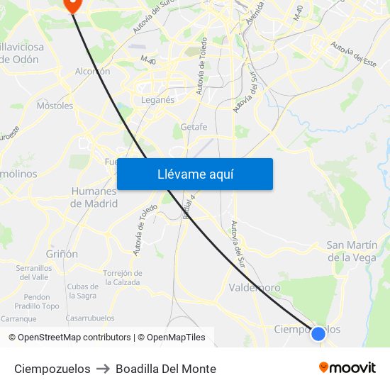 Ciempozuelos to Boadilla Del Monte map