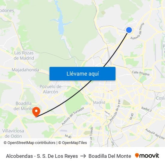 Alcobendas - S. S. De Los Reyes to Boadilla Del Monte map