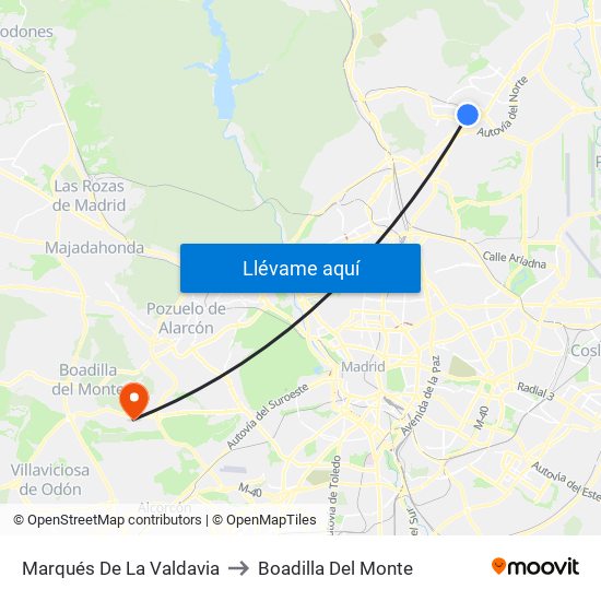 Marqués De La Valdavia to Boadilla Del Monte map