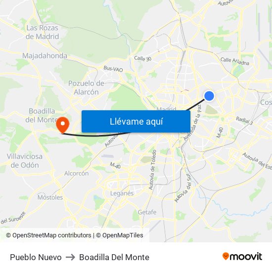 Pueblo Nuevo to Boadilla Del Monte map
