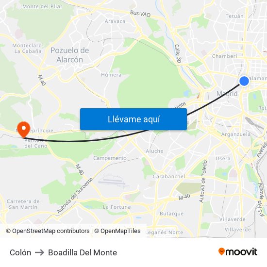 Colón to Boadilla Del Monte map