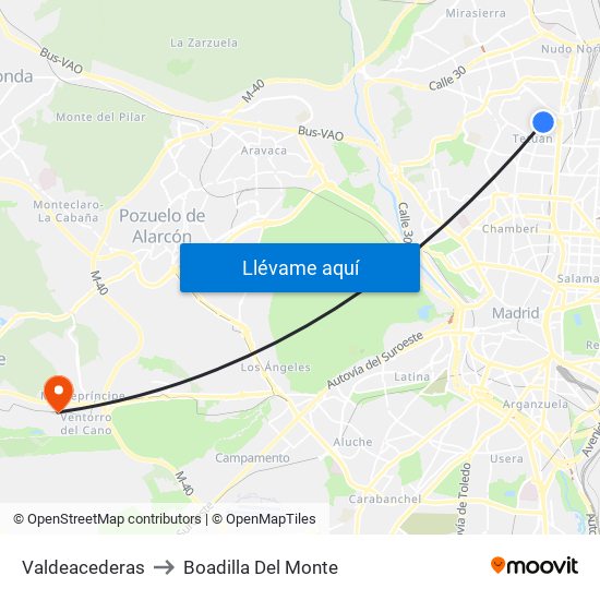 Valdeacederas to Boadilla Del Monte map