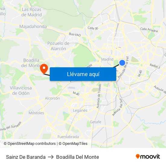 Sainz De Baranda to Boadilla Del Monte map