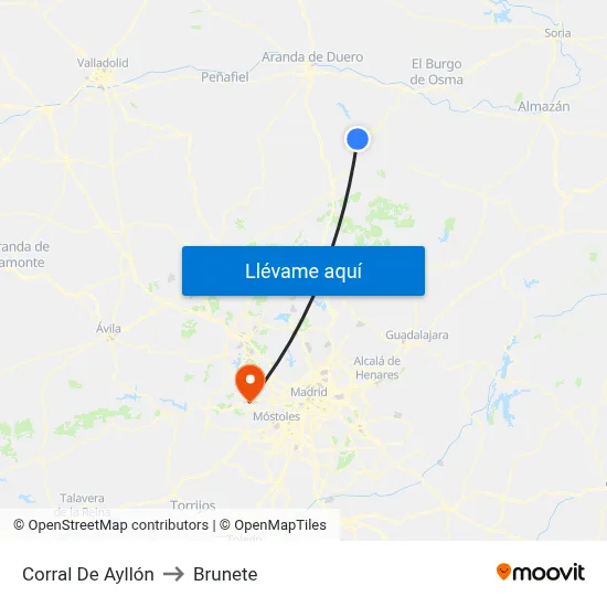 Corral De Ayllón to Brunete map