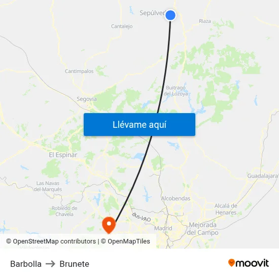 Barbolla to Brunete map