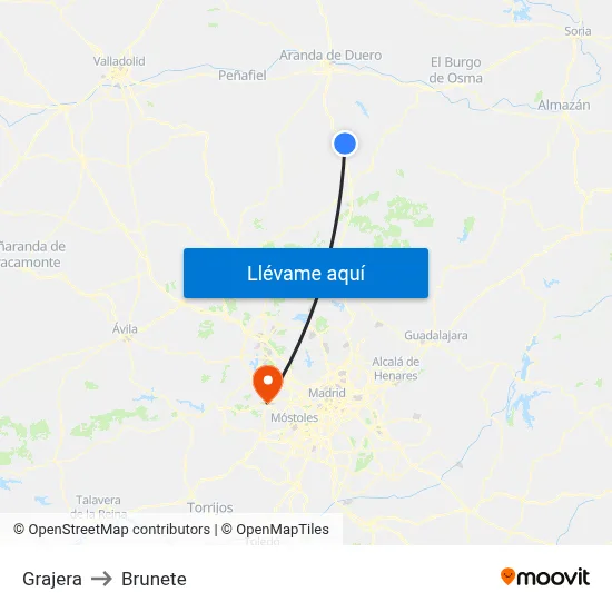 Grajera to Brunete map