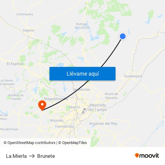 La Mierla to Brunete map