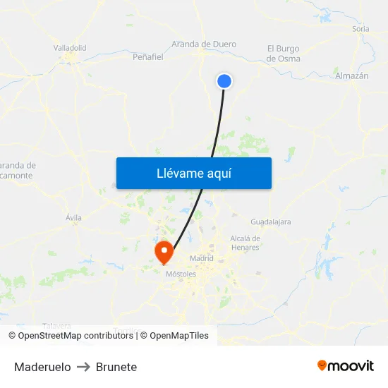 Maderuelo to Brunete map