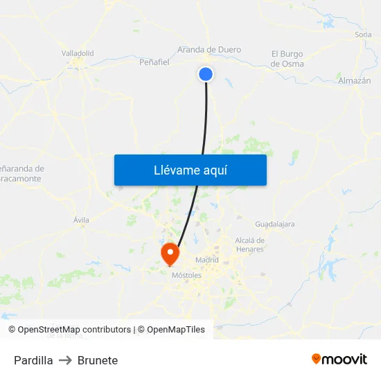 Pardilla to Brunete map