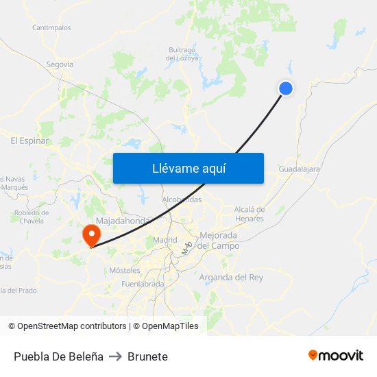 Puebla De Beleña to Brunete map