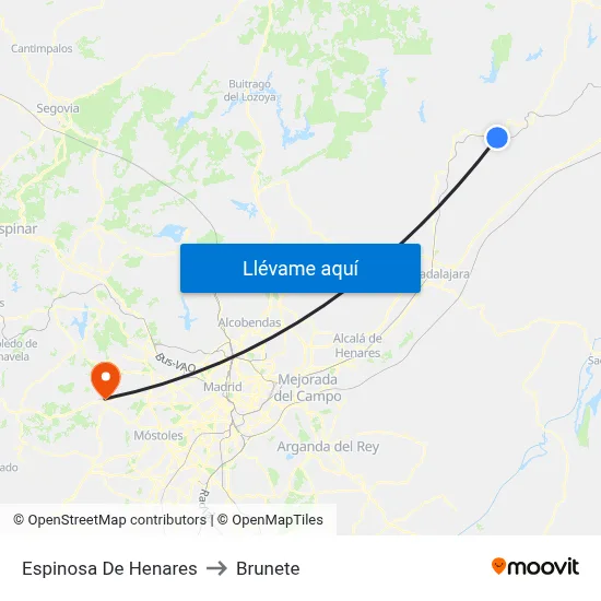 Espinosa De Henares to Brunete map