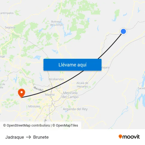 Jadraque to Brunete map