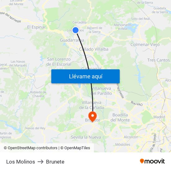 Los Molinos to Brunete map