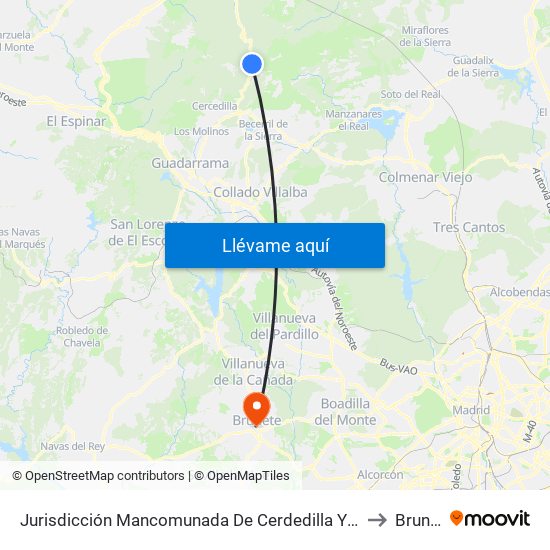 Jurisdicción Mancomunada De Cerdedilla Y Navacerrada to Brunete map