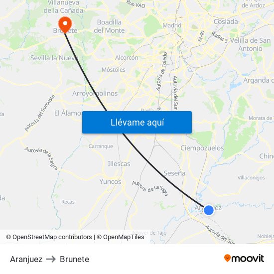 Aranjuez to Brunete map