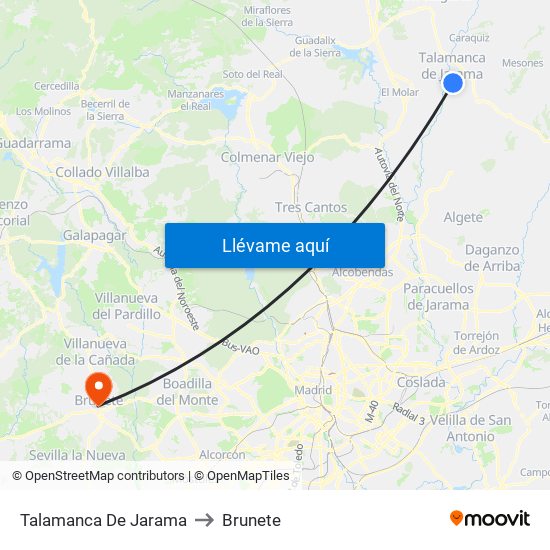 Talamanca De Jarama to Brunete map