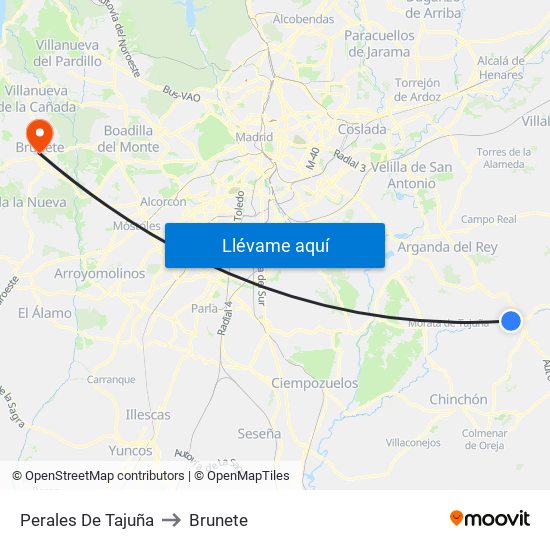 Perales De Tajuña to Brunete map