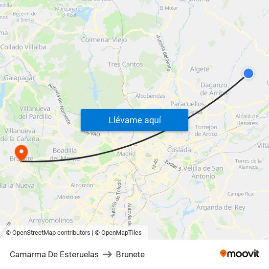 Camarma De Esteruelas to Brunete map