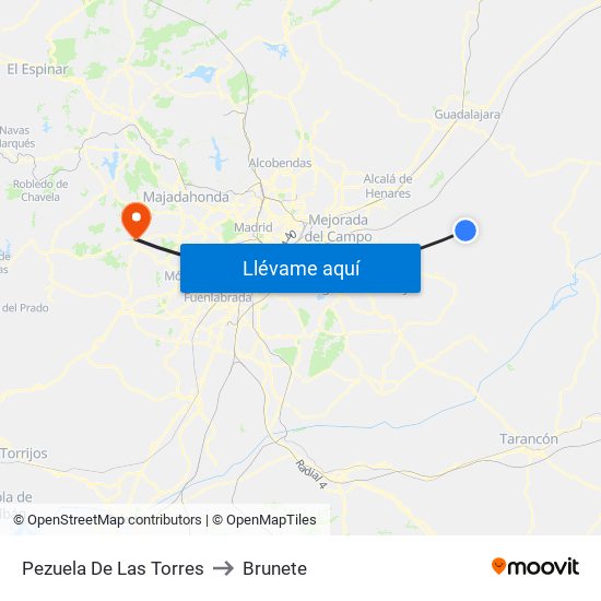 Pezuela De Las Torres to Brunete map