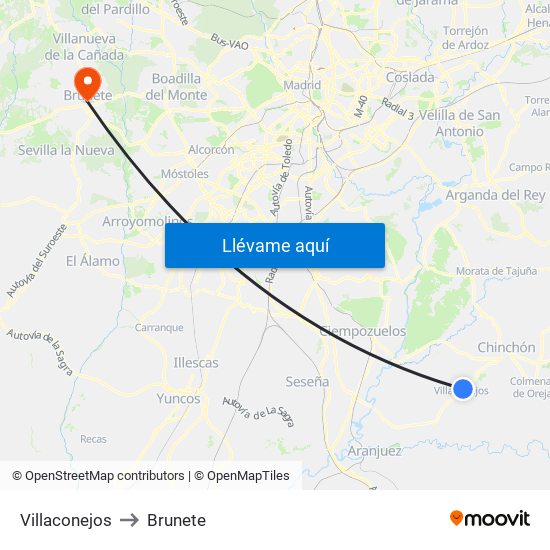 Villaconejos to Brunete map